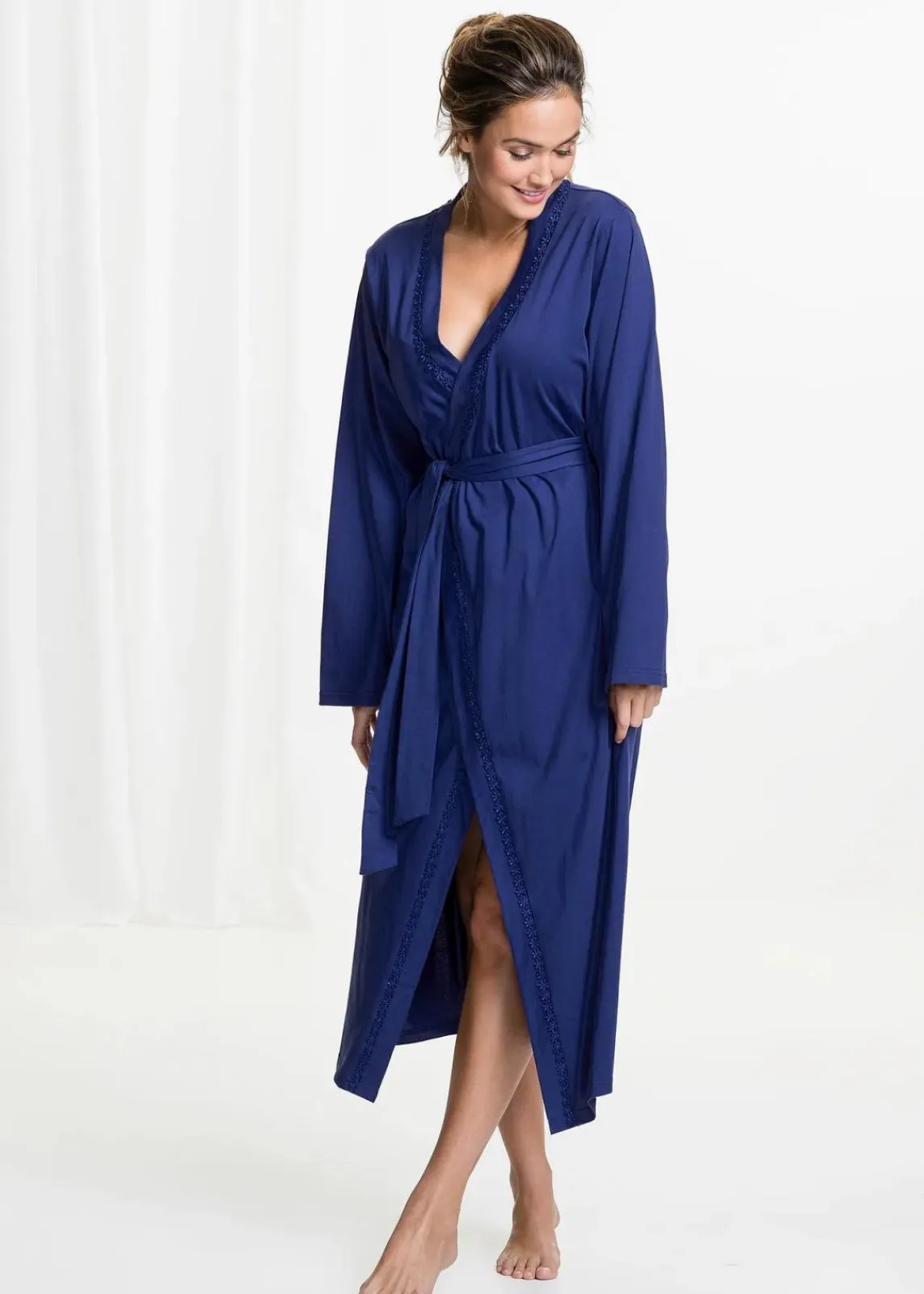 bonprix Wäsche·Basics|Wäsche·Bademäntel^Bademantel aus Shirtqualität mitternachtsblau