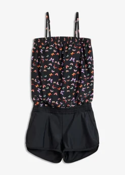 bonprix Bedeckende Bademode|Badekleider^Badeoverall mit Innenslip schwarz/ schmetterling