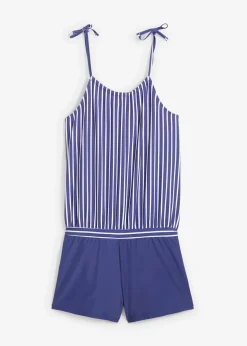 bonprix Nachhaltigere Materialien|Badekleider^Badeoverall mit Trägern zum Binden mitternachtsblau/weiß gestreift