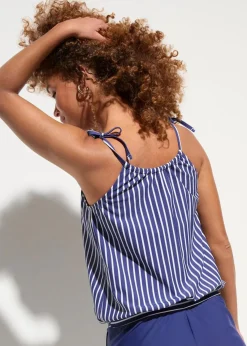 bonprix Nachhaltigere Materialien|Badekleider^Badeoverall mit Trägern zum Binden mitternachtsblau/weiß gestreift