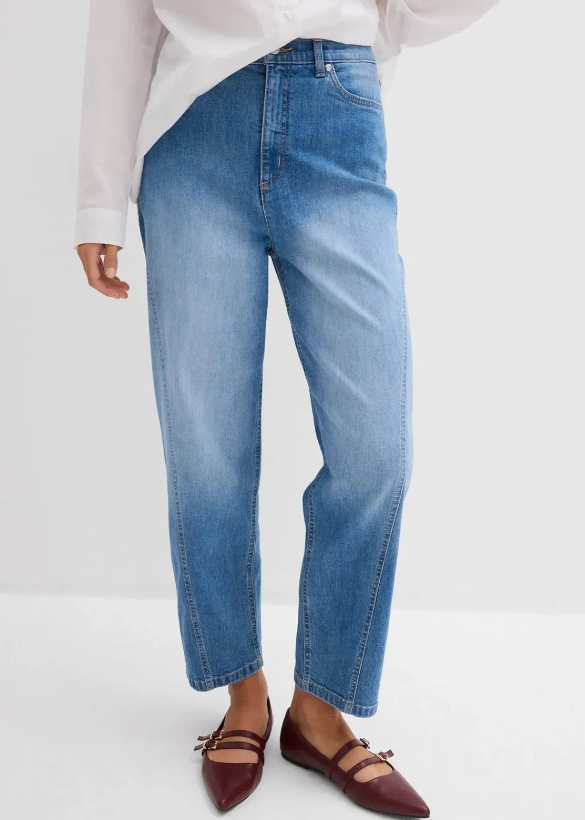 bonprix Jeans|Bekleidung·Shirts & Tops^Baggy-Jeans High Waist hellblau denim used