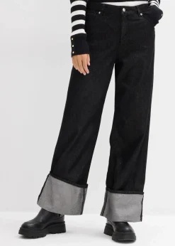 bonprix Kurzgrößen|Bekleidung·Shirts & Tops^Baggy-Jeans Mid Waist schwarz denim