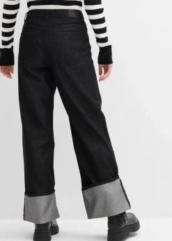 bonprix Kurzgrößen|Bekleidung·Shirts & Tops^Baggy-Jeans Mid Waist schwarz denim