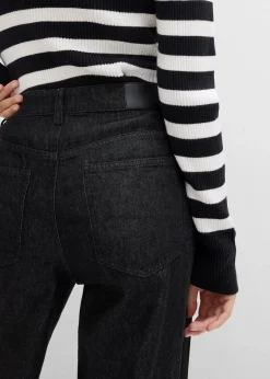bonprix Kurzgrößen|Bekleidung·Shirts & Tops^Baggy-Jeans Mid Waist schwarz denim