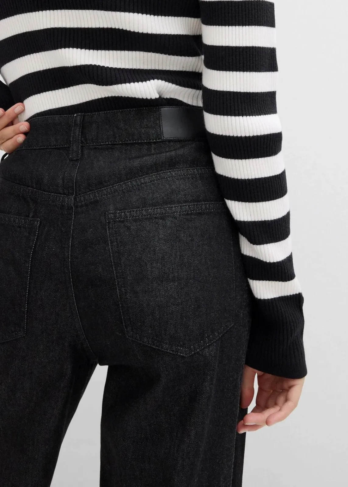 bonprix Kurzgrößen|Bekleidung·Shirts & Tops^Baggy-Jeans Mid Waist schwarz denim