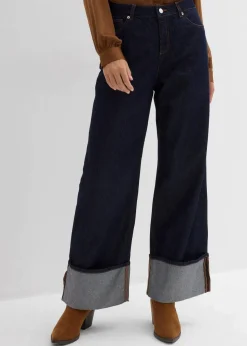 bonprix Jeans|Kurzgrößen^Baggy-Jeans Mid Waist tiefblau denim ungewaschen