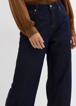bonprix Jeans|Kurzgrößen^Baggy-Jeans Mid Waist tiefblau denim ungewaschen