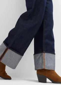 bonprix Jeans|Kurzgrößen^Baggy-Jeans Mid Waist tiefblau denim ungewaschen