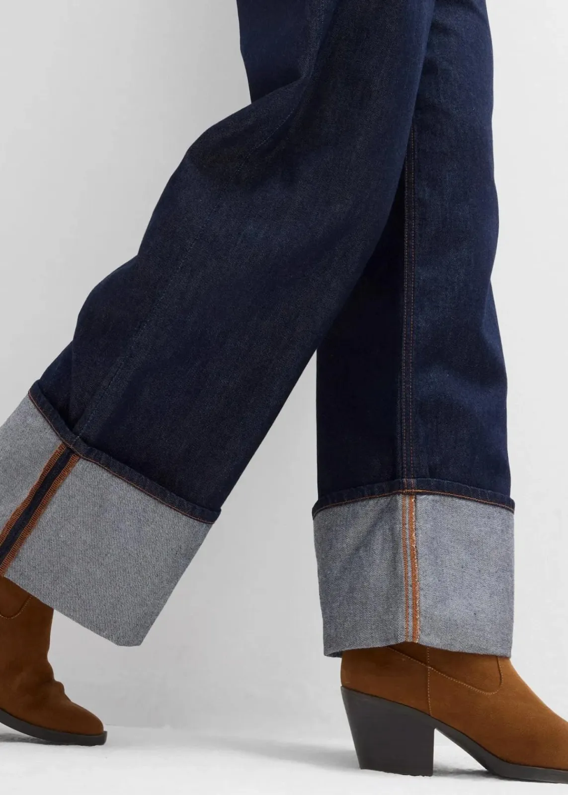 bonprix Jeans|Kurzgrößen^Baggy-Jeans Mid Waist tiefblau denim ungewaschen