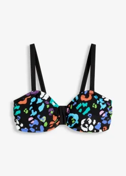 bonprix Große Cups D-F|Nachhaltigere Materialien^Balconette Bikini Oberteil schwarz/bunt bedruckt