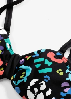 bonprix Große Cups D-F|Nachhaltigere Materialien^Balconette Bikini Oberteil schwarz/bunt bedruckt