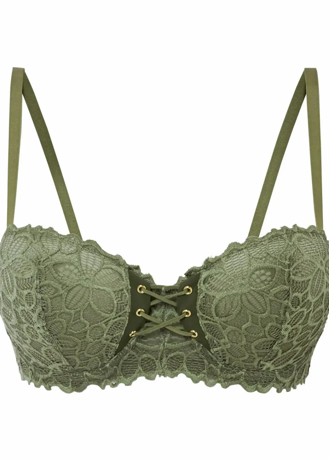 bonprix Große Cups D-H|Nachhaltigere Materialien^Balconette-BH aus feiner Spitze dunkelkhaki