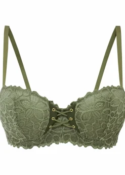 bonprix Große Cups D-H|Nachhaltigere Materialien^Balconette-BH aus feiner Spitze dunkelkhaki