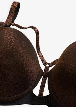 bonprix Wäsche·Dessous|Wäsche·Große Cups D-H^Balconette-BH aus glitzerndem Material schwarz/kupfer
