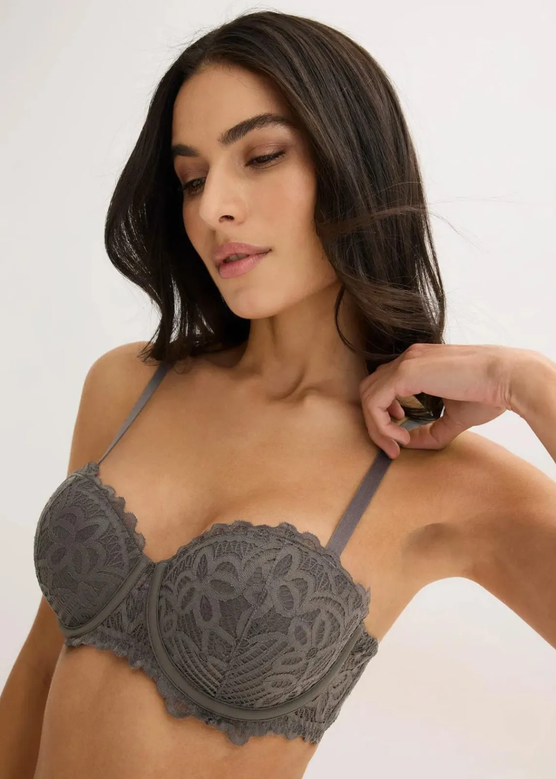 bonprix Große Cups D-H|Bhs^Balconette-BH aus Spitze granitgrau