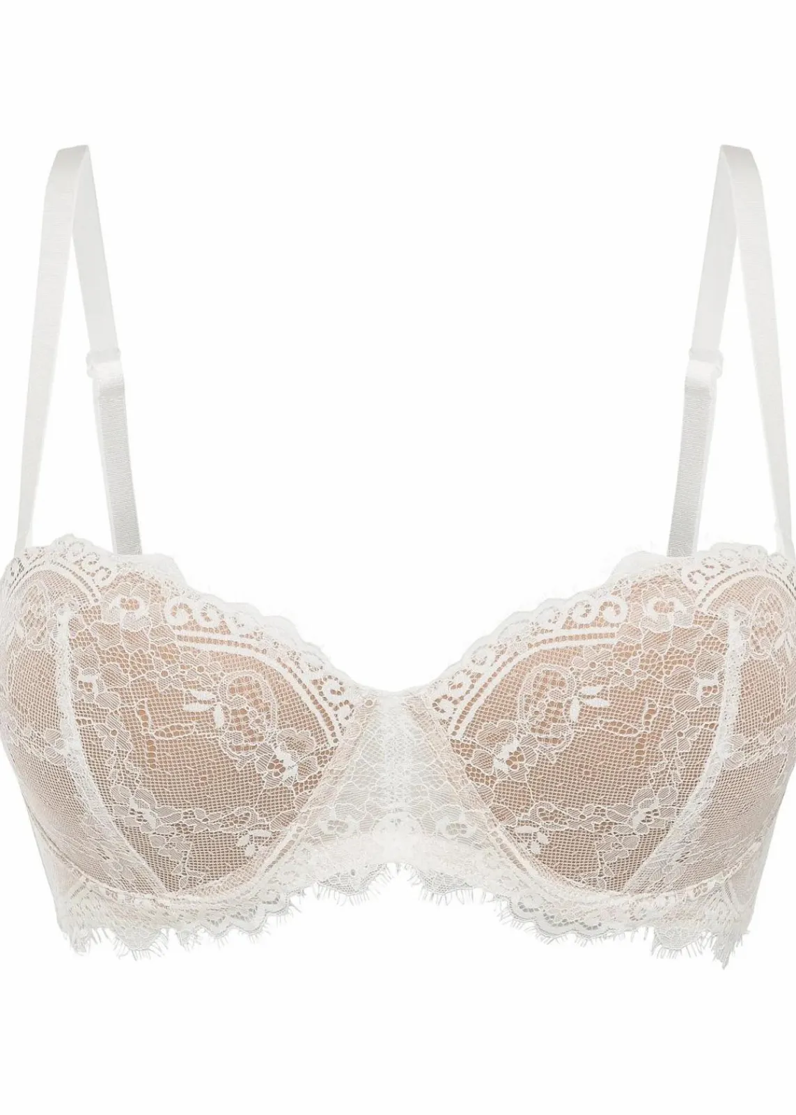 bonprix Wäsche·Dessous|Wäsche·Große Cups D-H^Balconette-BH aus zarter Spitze ecru/hellbraun