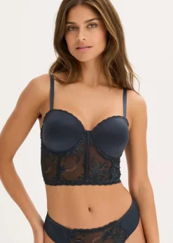 bonprix Große Cups D-H|Bhs^Balconette-BH mit feiner Spitze und Glanzeffekt intensivblau