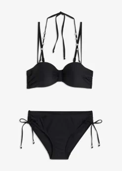 bonprix Große Cups D-F|Nachhaltigere Materialien^Balconette-Bikini (2-tlg. Set) mit extra Neckholder Träger schwarz