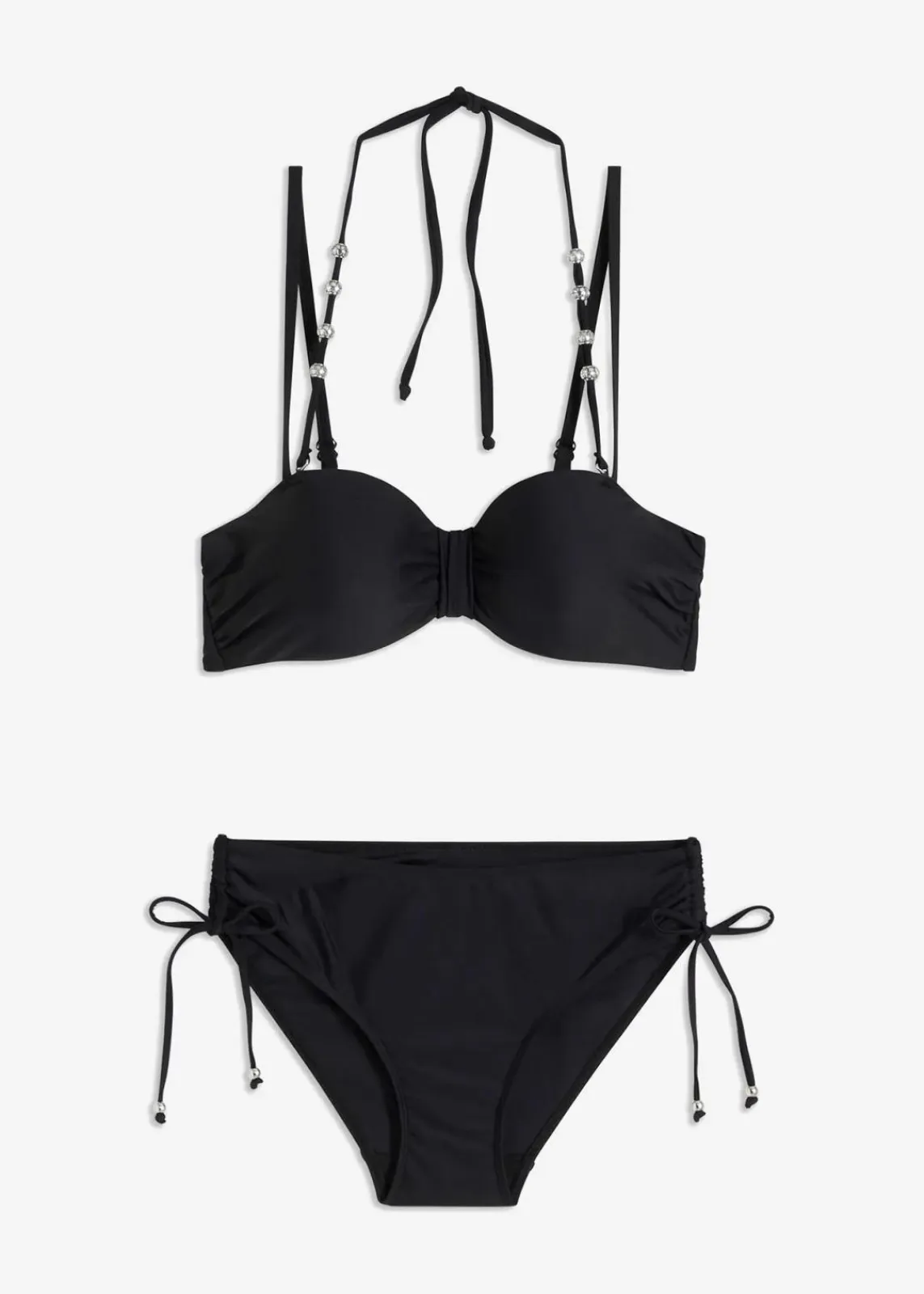 bonprix Große Cups D-F|Nachhaltigere Materialien^Balconette-Bikini (2-tlg. Set) mit extra Neckholder Träger schwarz