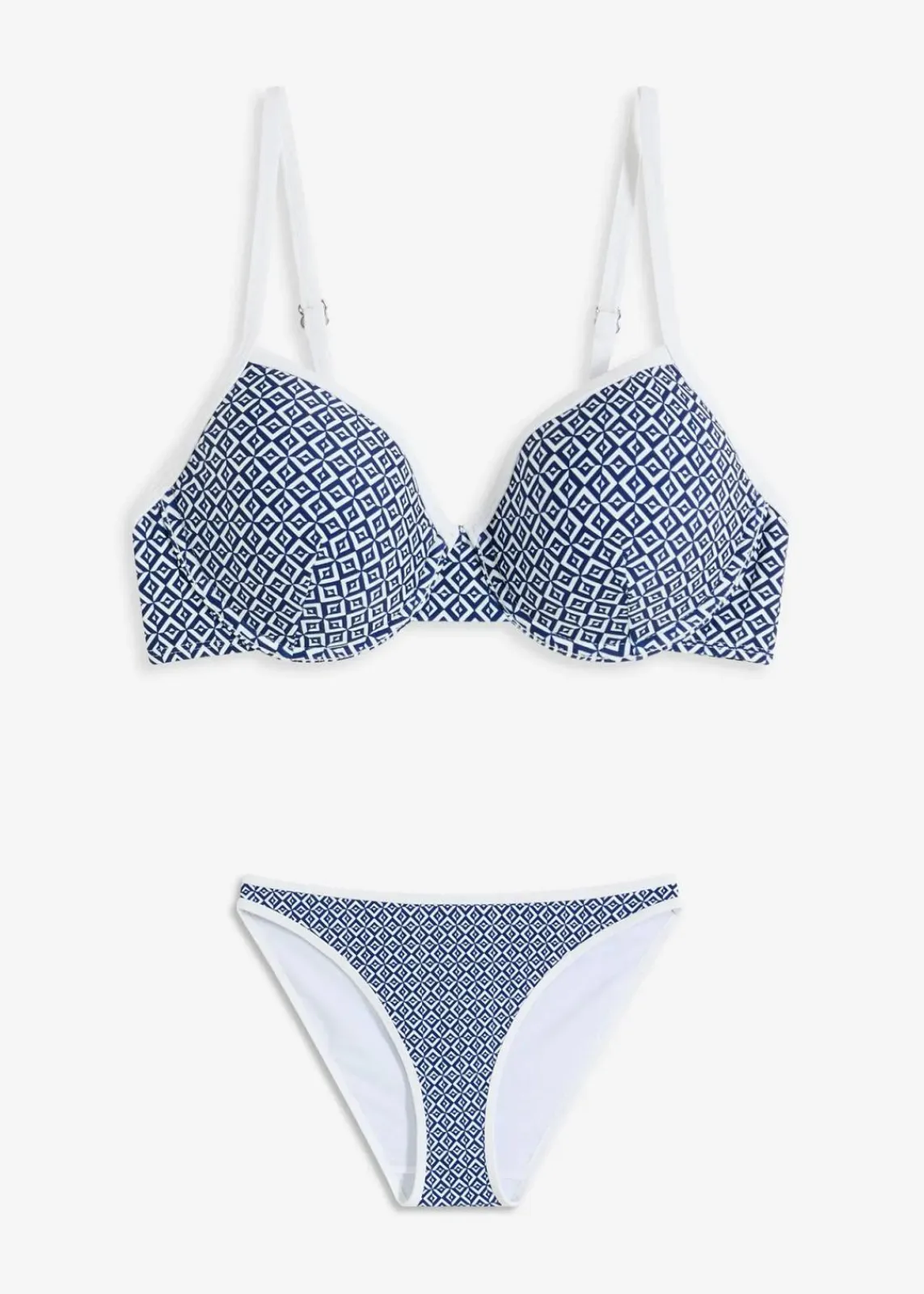 bonprix Nachhaltigere Materialien|Bikinis^Balconette-Bikini (2-tlg.Set) blau/weiß graphisch