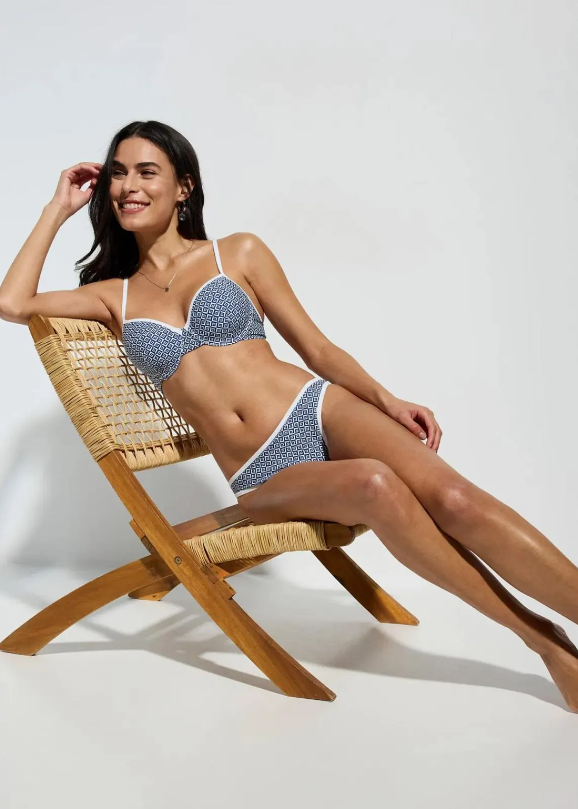 bonprix Nachhaltigere Materialien|Bikinis^Balconette-Bikini (2-tlg.Set) blau/weiß graphisch