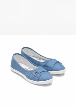 bonprix Sommerschuhe^Ballerinas aus Baumwoll-Canvas jeansblau