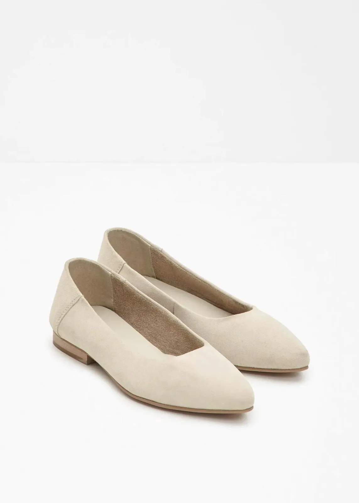 bonprix Sommerschuhe|Premium^Ballerinas aus Leder hellsand
