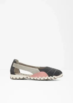 bonprix Sommerschuhe^Ballerinas aus Veloursleder grau/rosa