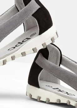 bonprix Sommerschuhe^Ballerinas aus Veloursleder schwarz/steingrau