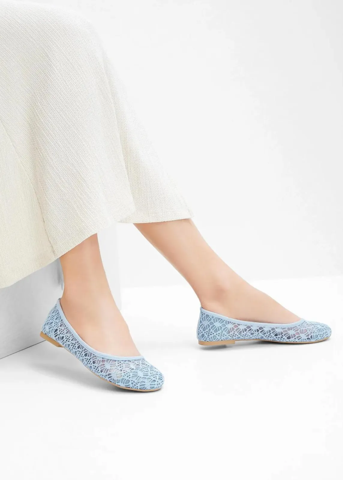 bonprix Schuhe & Accessoires In Spezialgrößen·Schuhe In Übergröße|Sommerschuhe^Ballerinas mit Spitze perlblau