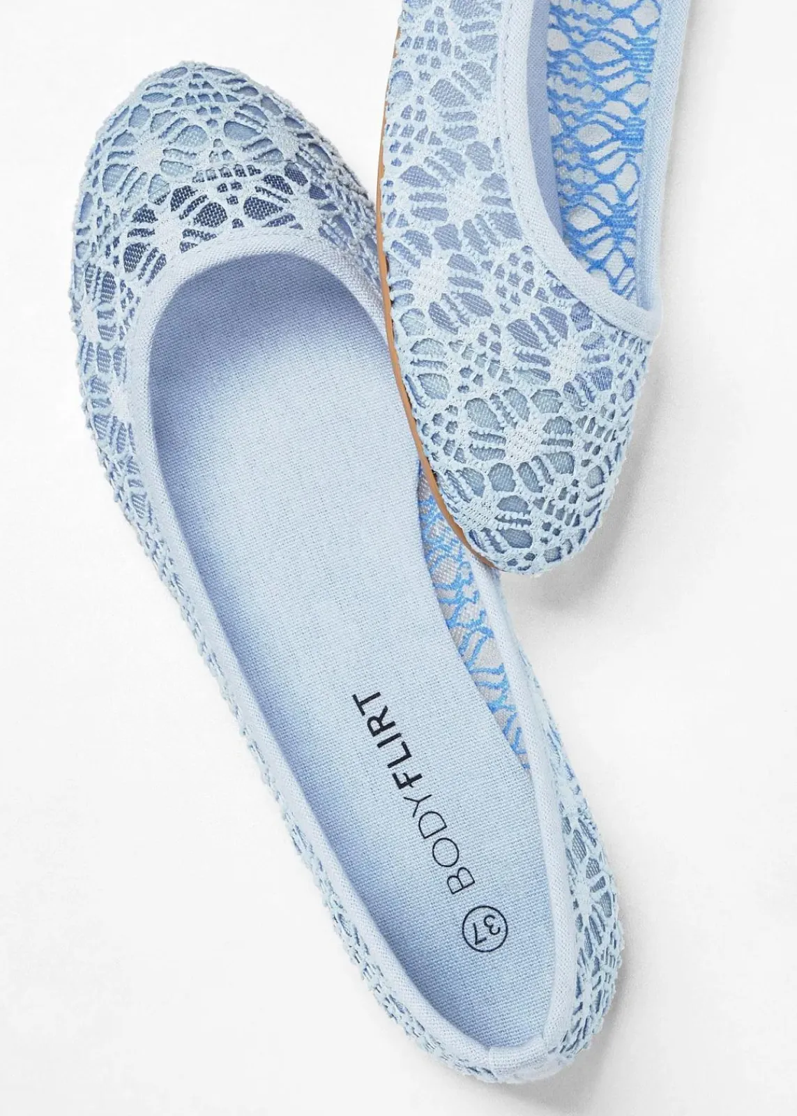 bonprix Schuhe & Accessoires In Spezialgrößen·Schuhe In Übergröße|Sommerschuhe^Ballerinas mit Spitze perlblau