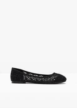 bonprix Schuhe & Accessoires In Spezialgrößen·Schuhe In Übergröße|Sommerschuhe^Ballerinas mit Spitze schwarz