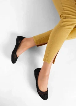 bonprix Schuhe & Accessoires In Spezialgrößen·Schuhe In Übergröße|Sommerschuhe^Ballerinas mit Spitze schwarz