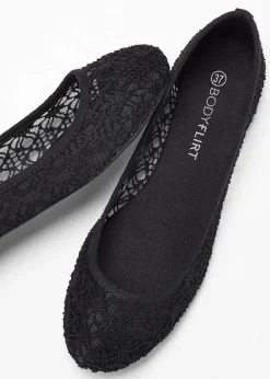 bonprix Schuhe & Accessoires In Spezialgrößen·Schuhe In Übergröße|Sommerschuhe^Ballerinas mit Spitze schwarz