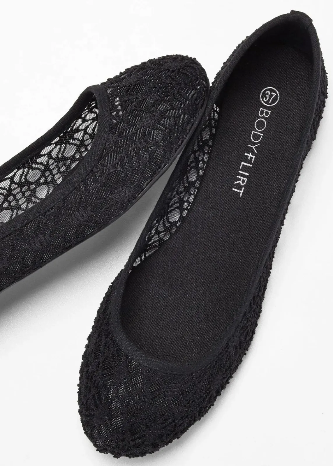 bonprix Schuhe & Accessoires In Spezialgrößen·Schuhe In Übergröße|Sommerschuhe^Ballerinas mit Spitze schwarz