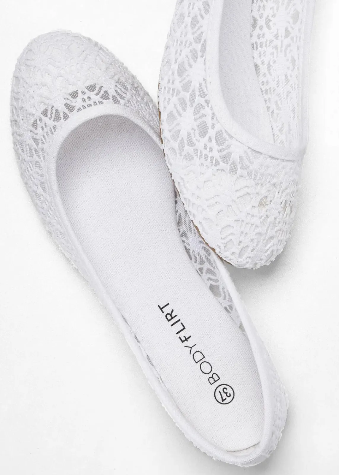 bonprix Sommerschuhe|Schuhe & Accessoires In Spezialgrößen·Schuhe In Übergröße^Ballerinas mit Spitze weiß