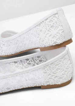 bonprix Sommerschuhe|Schuhe & Accessoires In Spezialgrößen·Schuhe In Übergröße^Ballerinas mit Spitze weiß