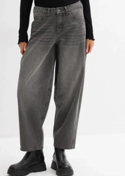 bonprix Jeans|Bekleidung·Shirts & Tops^Ballon-Jeans Mid Waist grau denim used