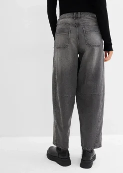 bonprix Jeans|Bekleidung·Shirts & Tops^Ballon-Jeans Mid Waist grau denim used