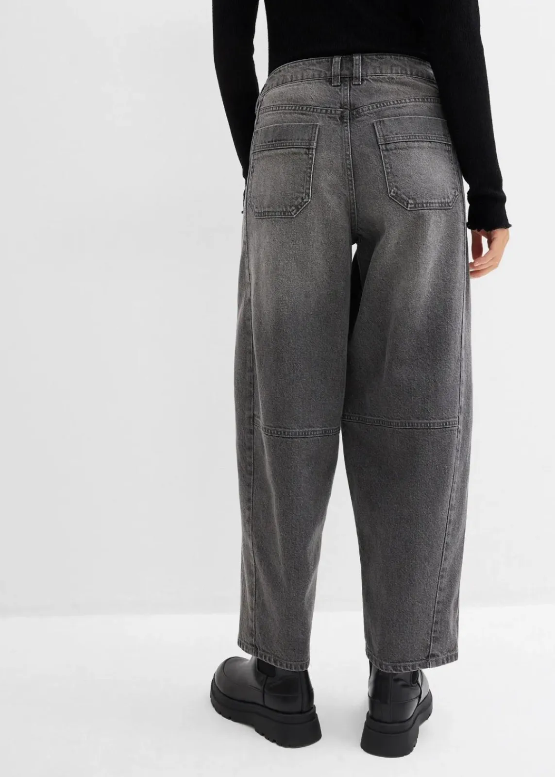 bonprix Jeans|Bekleidung·Shirts & Tops^Ballon-Jeans Mid Waist grau denim used