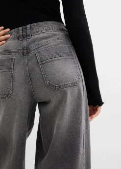bonprix Jeans|Bekleidung·Shirts & Tops^Ballon-Jeans Mid Waist grau denim used