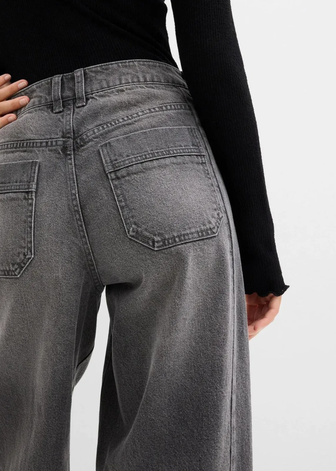 bonprix Jeans|Bekleidung·Shirts & Tops^Ballon-Jeans Mid Waist grau denim used