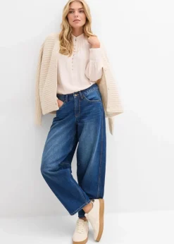 bonprix Bekleidung·Shirts & Tops|Jeans^Ballon-Jeans Mid Waist dunkelblau denim used