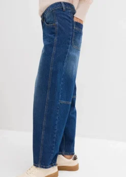 bonprix Bekleidung·Shirts & Tops|Jeans^Ballon-Jeans Mid Waist dunkelblau denim used