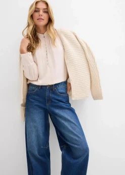bonprix Bekleidung·Shirts & Tops|Jeans^Ballon-Jeans Mid Waist dunkelblau denim used