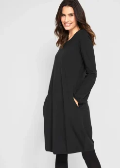 bonprix Bekleidung·Pullover & Strickjacken|Kleider^Ballonkleid aus Baumwoll-Mix schwarz