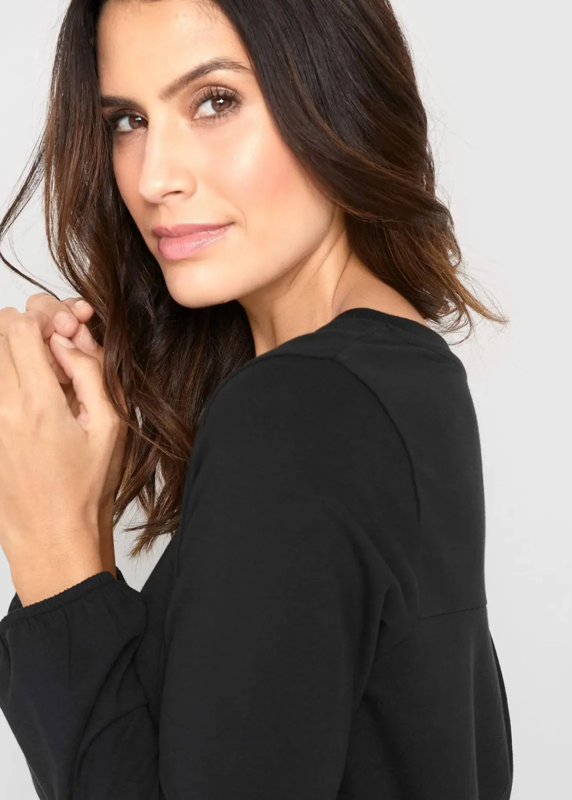 bonprix Bekleidung·Pullover & Strickjacken|Kleider^Ballonkleid aus Baumwoll-Mix schwarz