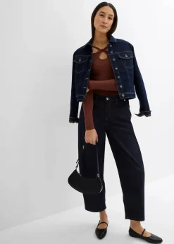 bonprix Jeans^Balloon Jeans Mid Waist, cropped nachtblau denim