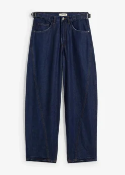 bonprix Bekleidung·Shirts & Tops|Kurzgrößen^Balloon-Jeans, Mid Waist tiefblau denim ungewaschen