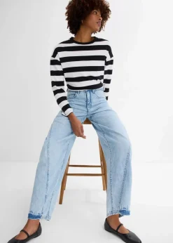 bonprix Jeans|Kurzgrößen^Balloon-Jeans, Mid Waist eisblau denim used